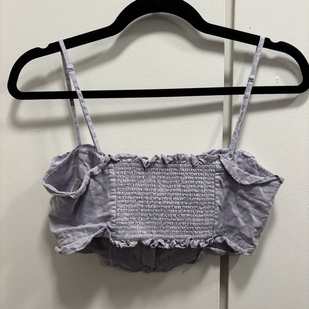Wilfred Aritzia Sz Small Ohara Camisole Bustier Crop Top Linen Lilac Purple - Picture 3 of 8